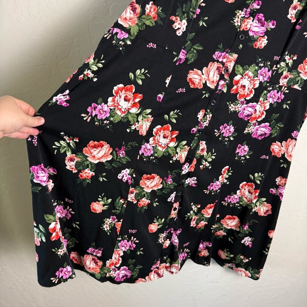 Torrid Black Floral Button Down Dress 3X 12075859 - Picture 5 of 14